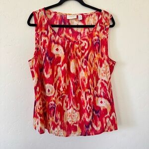 Chico's Vibrant Red and Orange Sleeveless Blouse Size 3